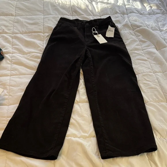 Good American Black Good Waist Palazzo Crop Jeans - Picture 1 of 6